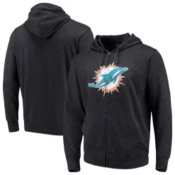 Men's G-III Sports by Carl Banks Charcoal Miami Dolphins Primary Logo Full-Zip Hoodie