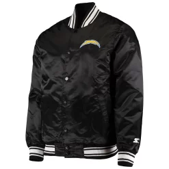 Men's Starter Black Los Angeles Chargers Locker Room Satin Varsity Full-Snap Jacket -Philadelphia Eaglest shop 4644878 ALT2