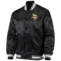 Men's Starter Black Minnesota Vikings Locker Room Satin Varsity Full-Snap Jacket -Philadelphia Eaglest shop 4650784 ALT2