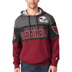 Men's Starter Heathered Gray/Black Arizona Cardinals Extreme Fireballer Pullover Hoodie