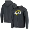 Men's Starter Charcoal Los Angeles Rams Primary Logo Full-Zip Hoodie
