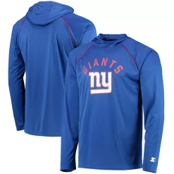 Men's Starter Royal New York Giants Hoodie Raglan Long Sleeve T-Shirt