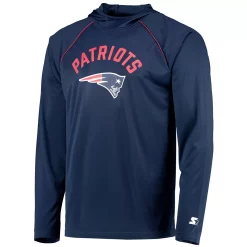 Men's Starter Navy New England Patriots Raglan Long Sleeve Hoodie T-Shirt -Philadelphia Eaglest shop 5321941 ALT2