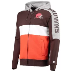Men's Starter Brown/Orange Cleveland Browns Playoffs Color Block Full-Zip Hoodie -Philadelphia Eaglest shop 5369774 ALT2
