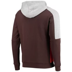 Men's Starter Brown/Orange Cleveland Browns Playoffs Color Block Full-Zip Hoodie -Philadelphia Eaglest shop 5369774 ALT3