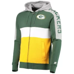 Men's Starter Green/Gold Green Bay Packers Playoffs Color Block Full-Zip Hoodie -Philadelphia Eaglest shop 5370423 ALT2