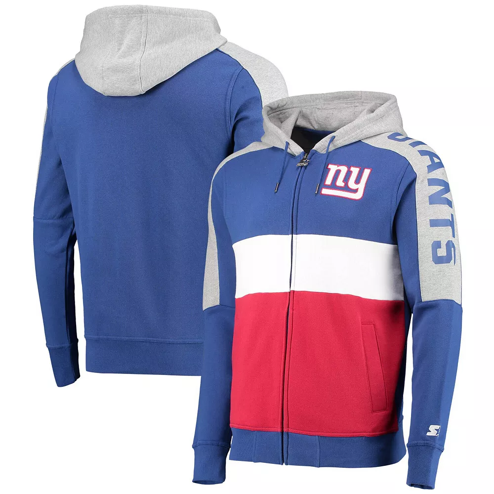 Men's Starter Royal/Red New York Giants Playoffs Color Block Full-Zip Hoodie 4 Men's Starter Royal/Red New York Giants Playoffs Color Block Full-Zip Hoodie - Image 2