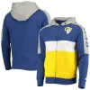 Men's Starter Royal/Gold Los Angeles Rams Playoffs Color Block Full-Zip Hoodie -Philadelphia Eaglest shop 5371086