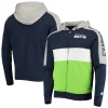 Men's Starter College Navy/Neon Green Seattle Seahawks Playoffs Color Block Full-Zip Hoodie -Philadelphia Eaglest shop 5373668