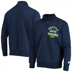 Men's Starter College Navy Seattle Seahawks Heisman Quarter-Zip Jacket