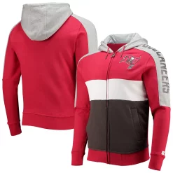 Men's Starter Red/Pewter Tampa Bay Buccaneers Playoffs Color Block Full-Zip Hoodie -Philadelphia Eaglest shop 5380919 ALT
