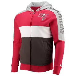 Men's Starter Red/Pewter Tampa Bay Buccaneers Playoffs Color Block Full-Zip Hoodie -Philadelphia Eaglest shop 5380919 ALT2
