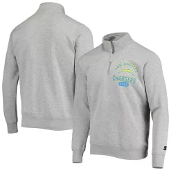 Men's Starter Heathered Gray Los Angeles Chargers Heisman Quarter-Zip Jacket
