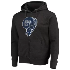 Men's Starter Charcoal Los Angeles Rams Throwback Perfect Season Full-Zip Hoodie Jacket -Philadelphia Eaglest shop 5386807 ALT2