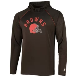 Men's Starter Brown Cleveland Browns Raglan Long Sleeve Hoodie T-Shirt -Philadelphia Eaglest shop 5386869 ALT2