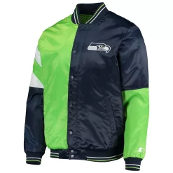 Men's Starter College Navy/Neon Green Seattle Seahawks Leader Varsity Satin Full-Snap Jacket -Philadelphia Eaglest shop 5387101 ALT2