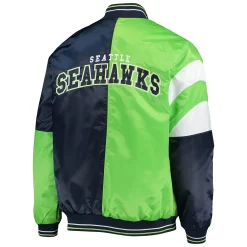 Men's Starter College Navy/Neon Green Seattle Seahawks Leader Varsity Satin Full-Snap Jacket -Philadelphia Eaglest shop 5387101 ALT3
