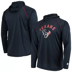 Men's Starter Navy Houston Texans Raglan Long Sleeve Hoodie T-Shirt -Philadelphia Eaglest shop 5387348 ALT