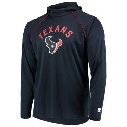 Men's Starter Navy Houston Texans Raglan Long Sleeve Hoodie T-Shirt -Philadelphia Eaglest shop 5387348 ALT2