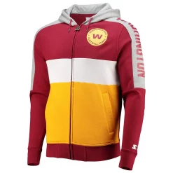 Men's Starter Burgundy/Gold Washington Football Team Playoffs Color Block Full-Zip Hoodie -Philadelphia Eaglest shop 5391798 ALT2