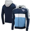 Men's Starter Navy/Light Blue Tennessee Titans Playoffs Color Block Full-Zip Hoodie -Philadelphia Eaglest shop 5391916
