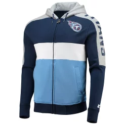Men's Starter Navy/Light Blue Tennessee Titans Playoffs Color Block Full-Zip Hoodie -Philadelphia Eaglest shop 5391916 ALT2