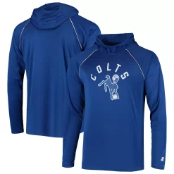 Men's Starter Royal Indianapolis Colts Throwback Raglan Hoodie Long Sleeve T-Shirt