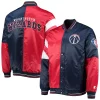 Men's Starter Red/Navy Washington Wizards 75th Anniversary Leader Color Block Satin Full-Snap Jacket -Philadelphia Eaglest shop 5409148