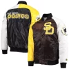 Men's Starter Brown/Gold San Diego Padres Varsity Tri-Color Satin Full-Snap Jacket