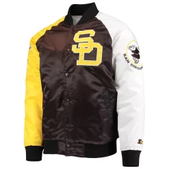 Men's Starter Brown/Gold San Diego Padres Varsity Tri-Color Satin Full-Snap Jacket -Philadelphia Eaglest shop 5411547 ALT2