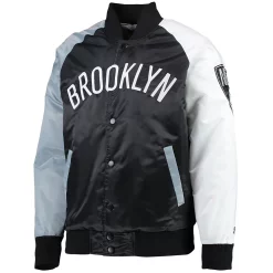 Men's Starter Black/Gray/White Brooklyn Nets Tricolor Remix Raglan Full-Snap Jacket -Philadelphia Eaglest shop 5416949 ALT2