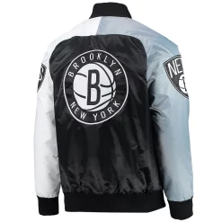 Men's Starter Black/Gray/White Brooklyn Nets Tricolor Remix Raglan Full-Snap Jacket -Philadelphia Eaglest shop 5416949 ALT3