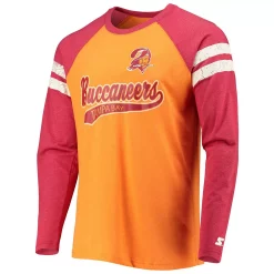 Men's Starter Orange/Red Tampa Bay Buccaneers Throwback League Raglan Long Sleeve Tri-Blend T-Shirt -Philadelphia Eaglest shop 5417276 ALT2