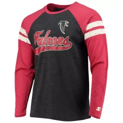 Men's Starter Black/Red Atlanta Falcons Throwback League Raglan Long Sleeve Tri-Blend T-Shirt -Philadelphia Eaglest shop 5417715 ALT2