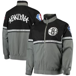 Men's Starter Black/Gray Brooklyn Nets NBA 75th Anniversary Academy II Full-Zip Jacket