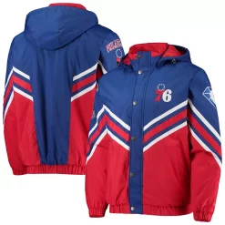 Men's Starter Royal/Red Philadelphia 76ers The Maximum Hoodie Full-Zip Jacket