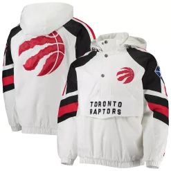 Men's Starter White/Black Toronto Raptors The Pro III Quarter-Zip Hoodie Jacket