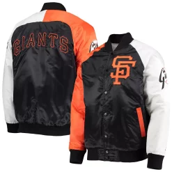 Men's Starter Black/Orange San Francisco Giants Varsity Tri-Color Satin Full-Snap Jacket