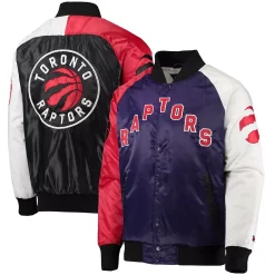 Men's Starter Purple/Red/White Toronto Raptors Tricolor Remix Raglan Full-Snap Jacket