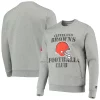 Men's Starter Heathered Gray Cleveland Browns Locker Room Throwback End Zone Pullover Sweatshirt -Philadelphia Eaglest shop 5628088