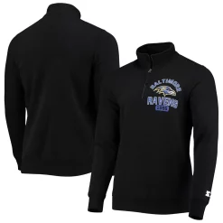 Men's Starter Black Baltimore Ravens Heisman Quarter-Zip Jacket