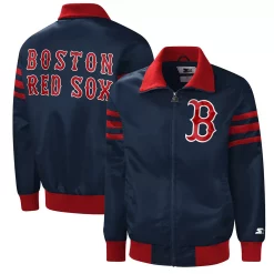 Men's Starter Navy Boston Red Sox The Captain II Full-Zip Varsity Jacket