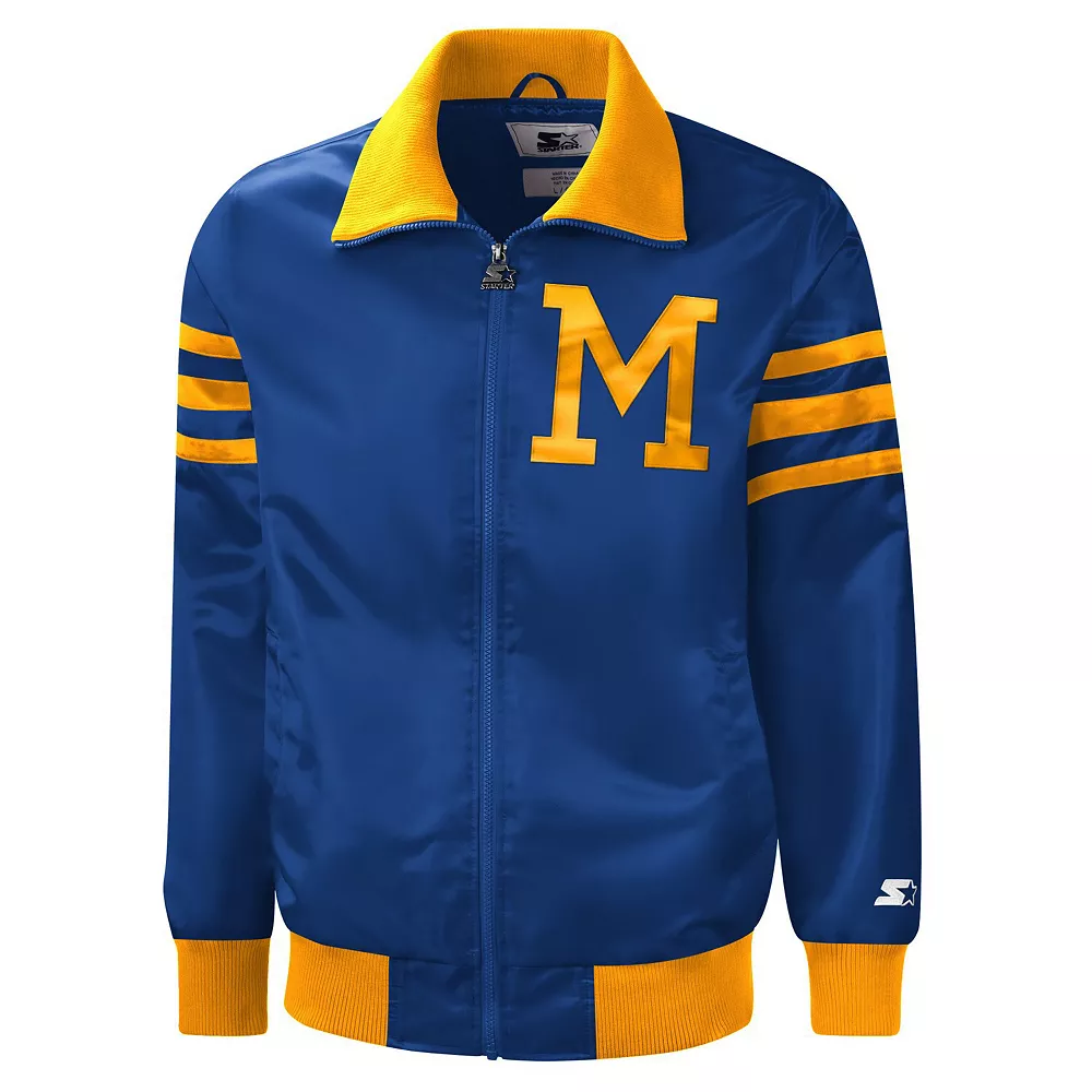Men's Starter Royal Milwaukee Brewers The Captain III Full-Zip Varsity Jacket 5 Men's Starter Royal Milwaukee Brewers The Captain III Full-Zip Varsity Jacket - Image 3