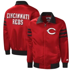 Men's Starter Red Cincinnati Reds The Captain II Full-Zip Varsity Jacket