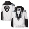Men's Starter White Brooklyn Nets Striker Crinkle Half-Zip Hoodie Jacket -Philadelphia Eaglest shop 5728091