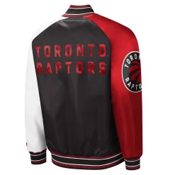 Men's Starter Black/Red Toronto Raptors Reliever Varsity Satin Raglan Full-Snap Jacket -Philadelphia Eaglest shop 5729070 ALT2