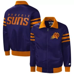 Men's Starter Purple Phoenix Suns The Captain II Full-Zip Varsity Jacket