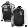 Men's Starter Black/Gray Brooklyn Nets Reliever Varsity Satin Raglan Full-Snap Jacket -Philadelphia Eaglest shop 5729736