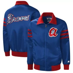 Men's Starter Royal Atlanta Braves The Captain III Full-Zip Varsity Jacket