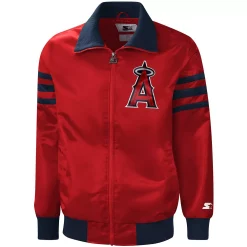 Men's Starter Red Los Angeles Angels The Captain II Full-Zip Varsity Jacket -Philadelphia Eaglest shop 5730161 ALT2